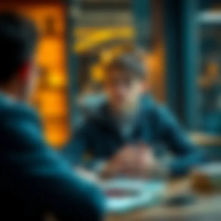 Young man sitting at a table, looking worried while talking to someone about his financial issues