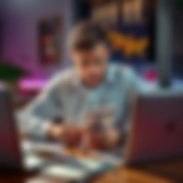 A man sitting at a table, looking distressed while staring at bills and a laptop, representing financial loss and emotional turmoil from gambling and trading.