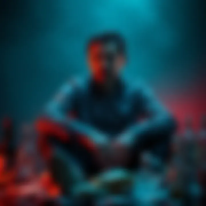 Man reflecting on his lost life due to gambling A man sits alone, looking distressed, surrounded by bills and empty bottles, symbolizing his struggle with gambling addiction and overwhelming debt.