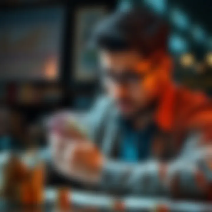 A man counting euros and planning his budget to save money by quitting gambling