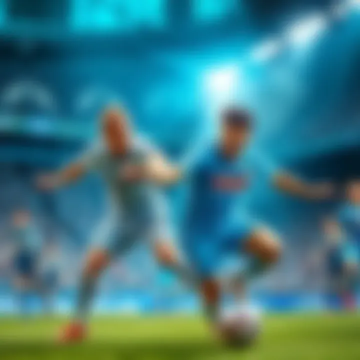 Action-packed moment from the Champions League match between Man City and Napoli with players engaging in a fierce competition