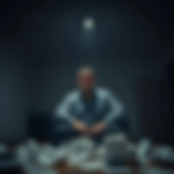 A 39-year-old man looks pensive, sitting alone in a dimly lit room with papers scattered around him, symbolizing his struggles with debt and personal issues.