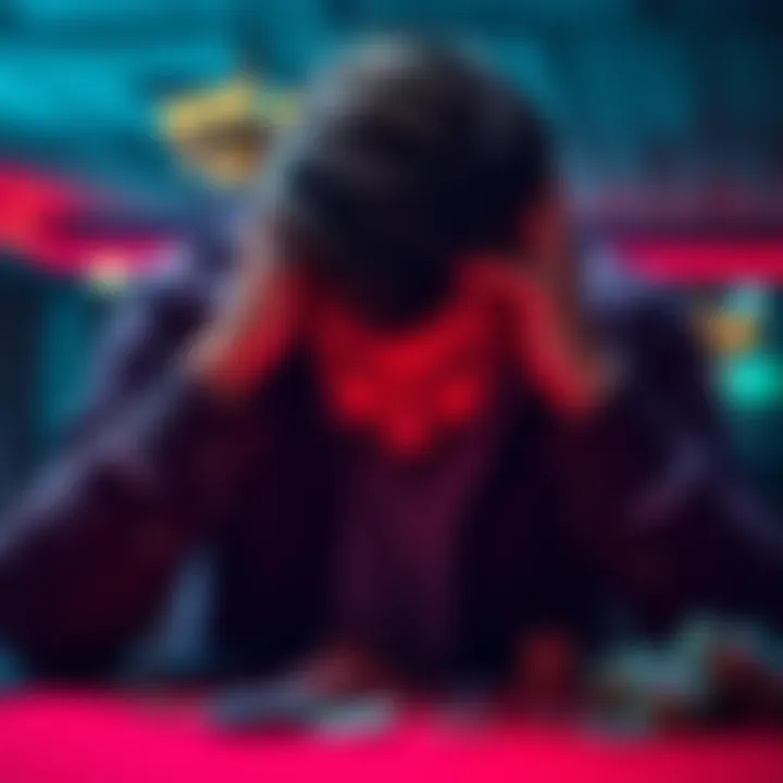 A man sitting with his head in his hands, looking defeated and troubled, representing the pain of a gambling relapse after a period of recovery.