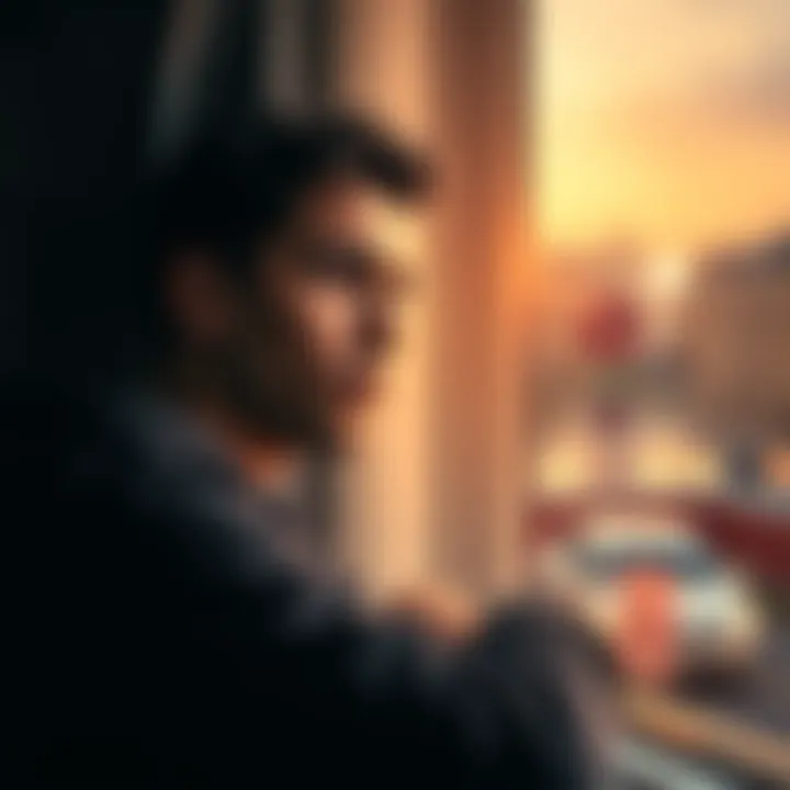 A young man looks pensively out a window, contemplating his struggles with gambling and his goal to be debt-free by 2027.