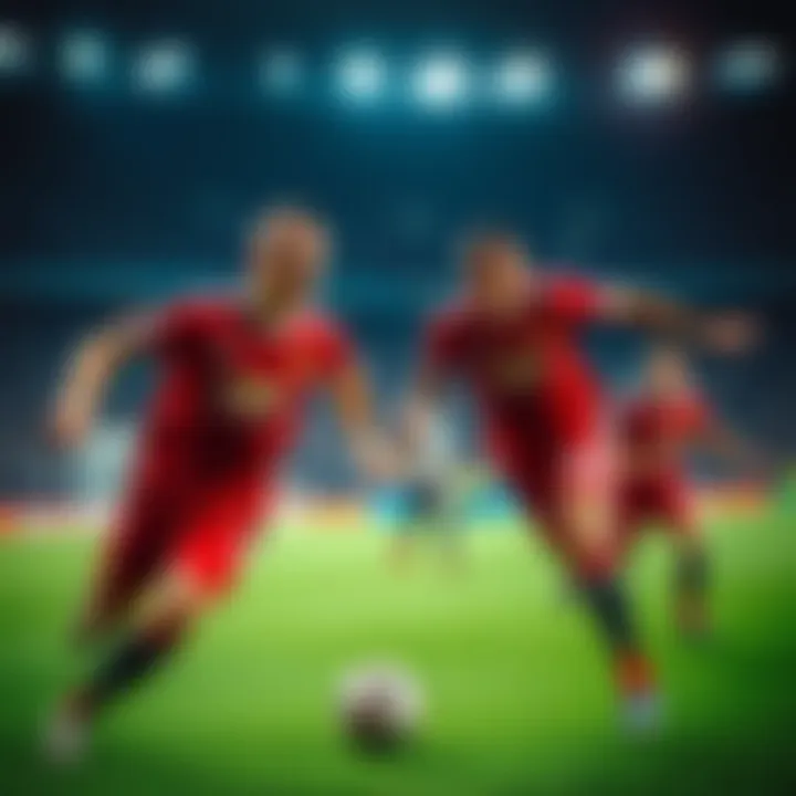 Players from Manchester United and Newcastle United competing in a football match at St James' Park.