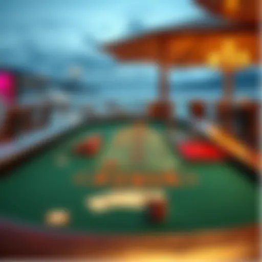 A luxurious manual blackjack table set up in a casino on the French Riviera, with chips and cards ready for players.