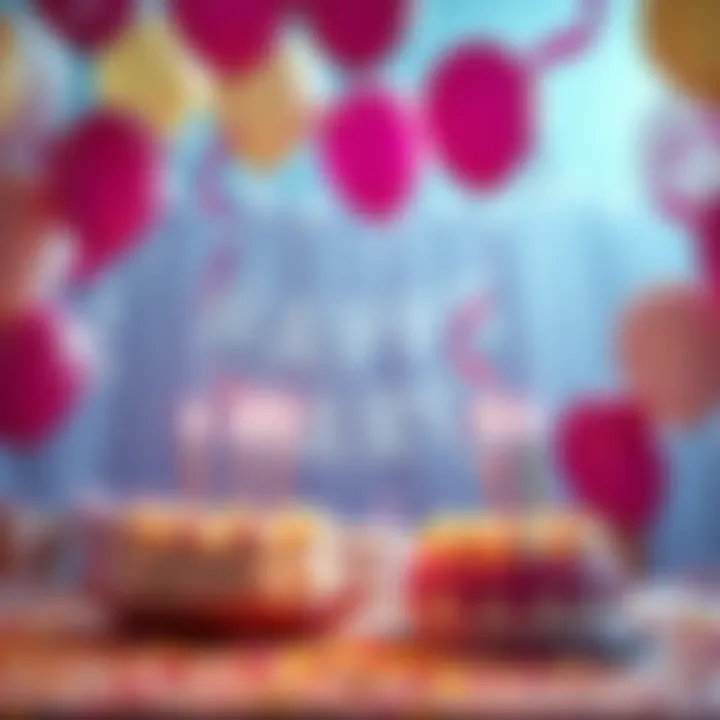 A festive scene with balloons and birthday cakes representing the March birthday bonus theme