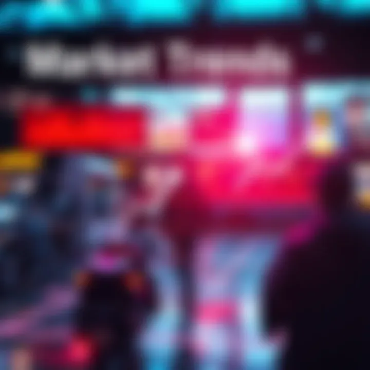 A graphic showing various market products and services with highlighted boundaries.