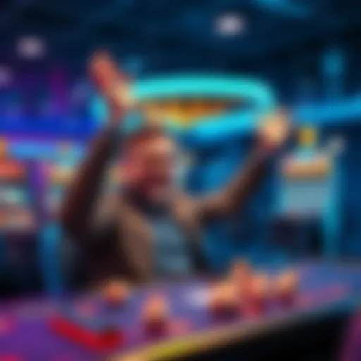 Max celebrating his Super Keno bet while sitting at a gaming table, showing excitement for future opportunities.