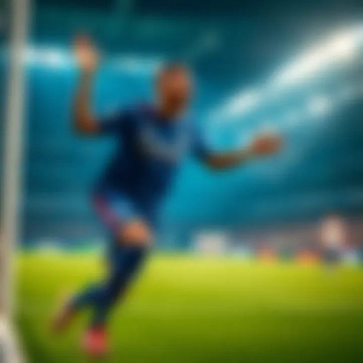 Kylian Mbappé celebrating a goal Kylian Mbappé celebrating after scoring a goal during a match, showing excitement on the field