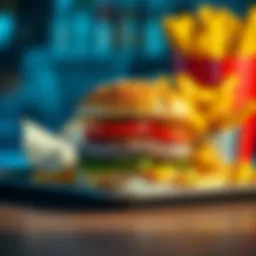 McDonald's Meal with Burger and Fries A McDonald's meal featuring a burger and fries on a tray, showcasing the popular fast-food choice.