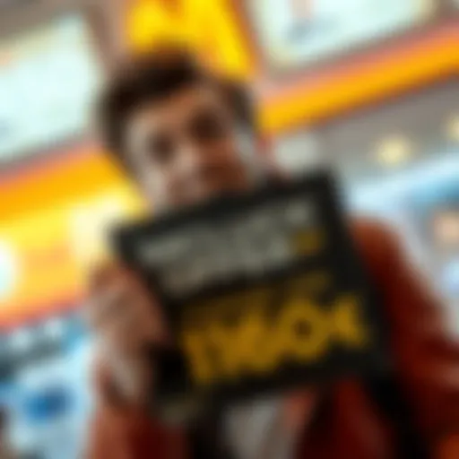 A person looking excited while holding a sign about a Mcluck offer for 129 euros with a potential win of 1,160 euros, showing the chance of winning money.