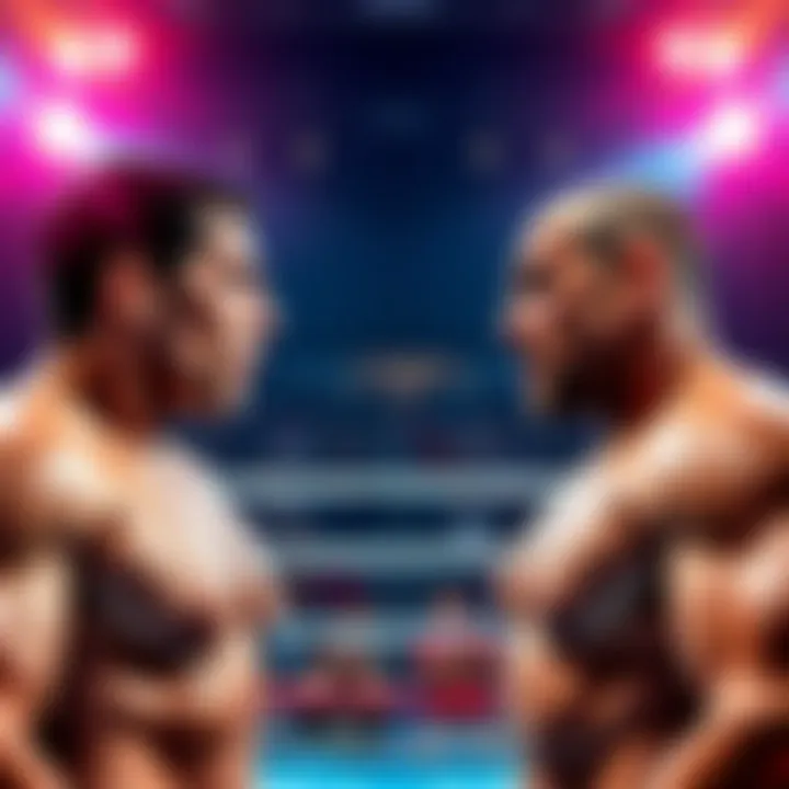 McMillan and Montes face off in the boxing ring, ready for their match, with a crowd cheering in the background.