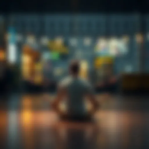 Individual sitting cross-legged in a serene setting, practicing meditation to manage gambling cravings.
