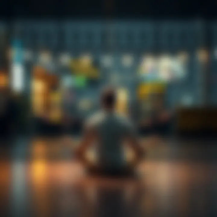 Individual sitting cross-legged in a serene setting, practicing meditation to manage gambling cravings.