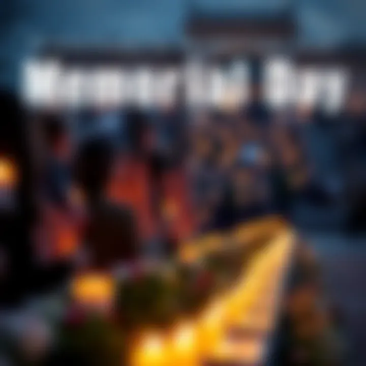 A group of people holding American flags and candles during a Memorial Day ceremony honoring fallen soldiers