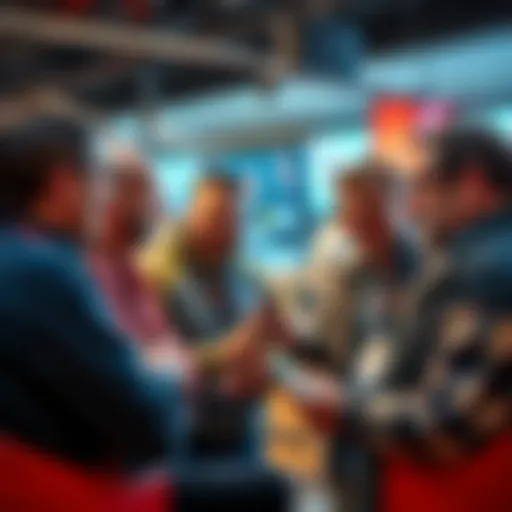 Group of men engaged in conversation about current events in a casual setting