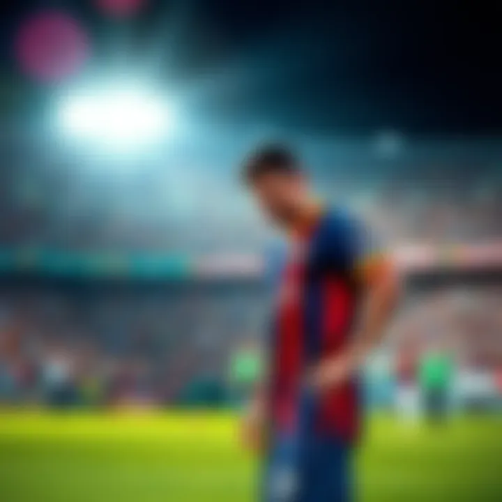 Messi on the field after the game Lionel Messi looking disappointed on the field after a match with no shots on goal