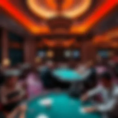 MGM Grand Poker Room Comfortable poker room at MGM Grand in Las Vegas, featuring players enjoying a game in a cozy atmosphere.