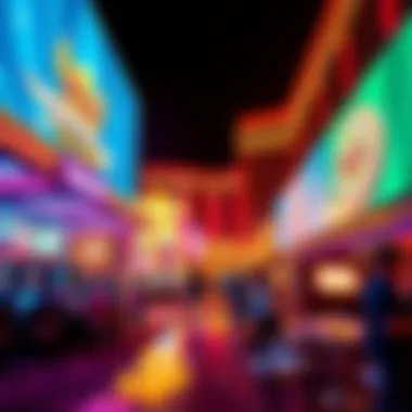 A vibrant view of the MGM Grand Hotel in Las Vegas, with people enjoying the casino and dining area.
