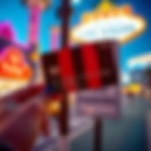 A person holding an MGM Rewards credit card next to a free parking sign in Las Vegas