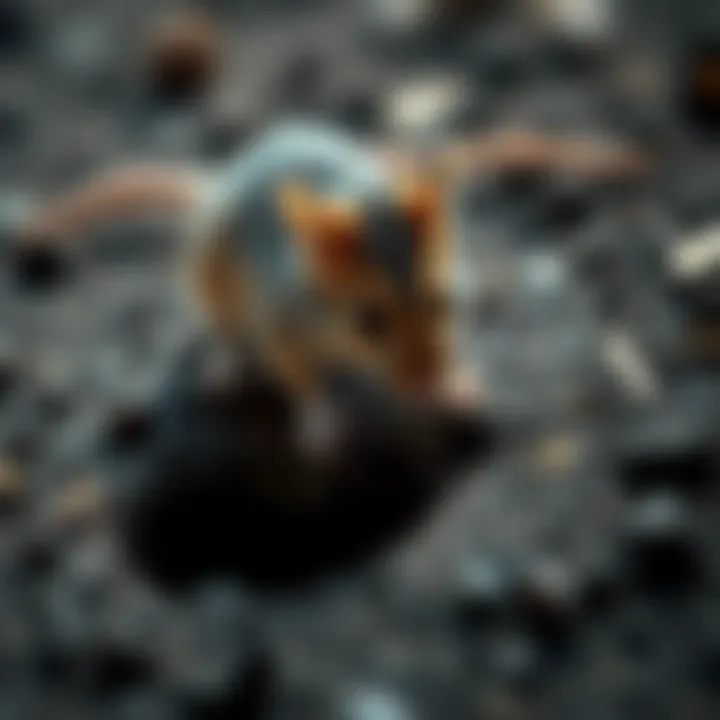 A mouse searching for holes in the ground, showing its keen sense of exploration and adaptation in nature.