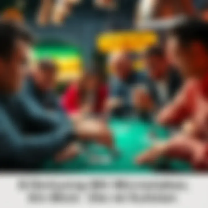 Microstakes Gaming Experience A group of players engaged in a microstakes poker game, with cards and chips visible on the table, focused on their hands and strategies.
