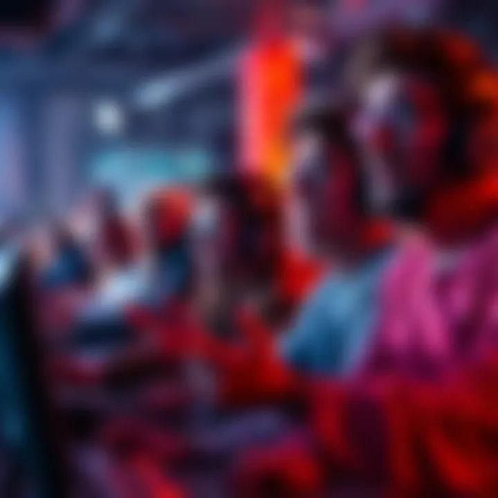 Midweek event excitement People eagerly participating in a gaming event, focused on reaching a small goal, with expressions of anticipation and determination