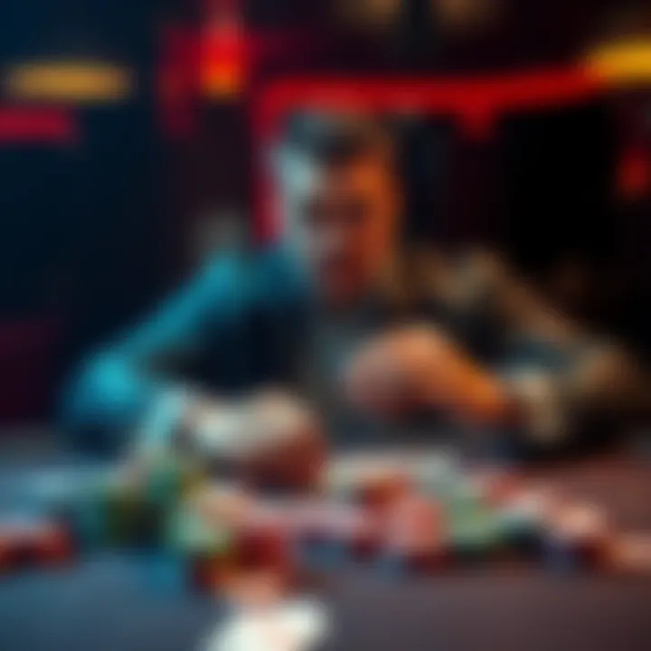 Mike the Mouth at a poker table with chips and cards, showcasing his professional poker lifestyle