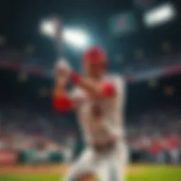 Mike Trout at bat in a baseball game looking focused, showcasing his batting stance.
