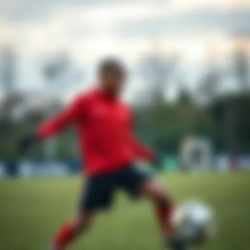 Mikey practicing soccer skills during training