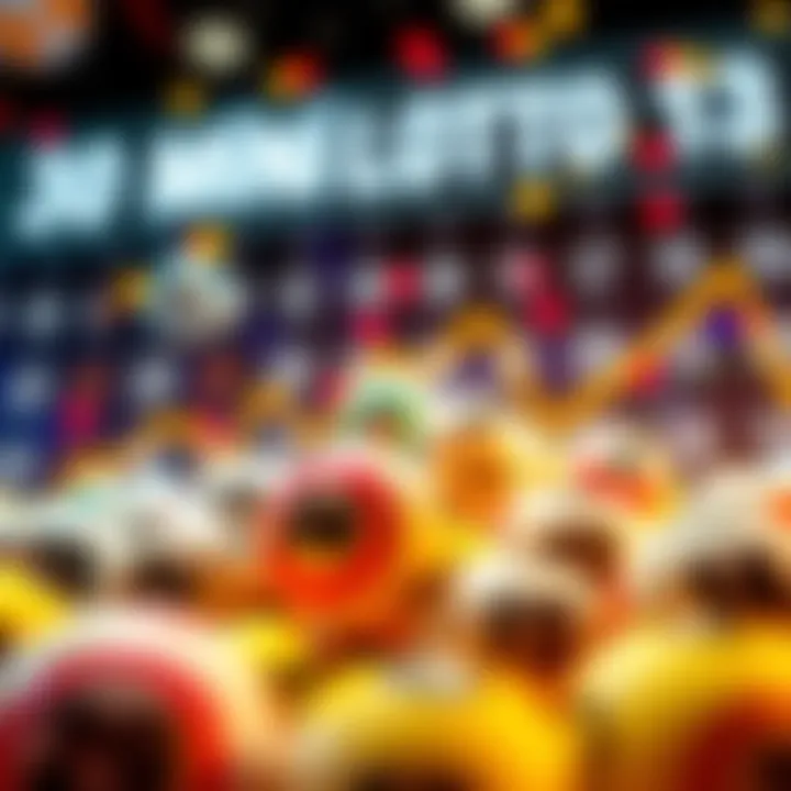 Mini Lotto Analysis Results A visual representation of the latest five Mini Lotto games showing trends and results with lottery balls and numbers in the background