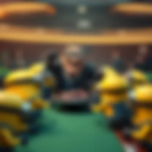 Minions gathered around a poker table cheering for Gru during a game.