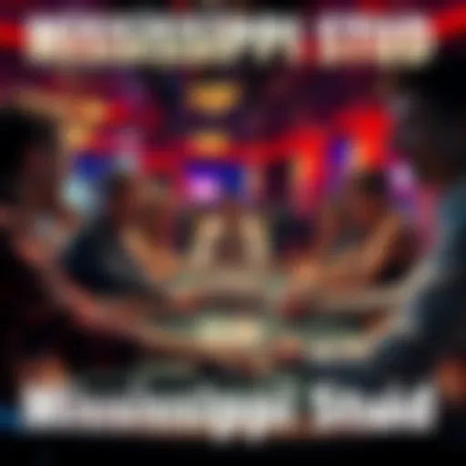 Group of people playing Mississippi Stud at a casino table, showing excitement and focus