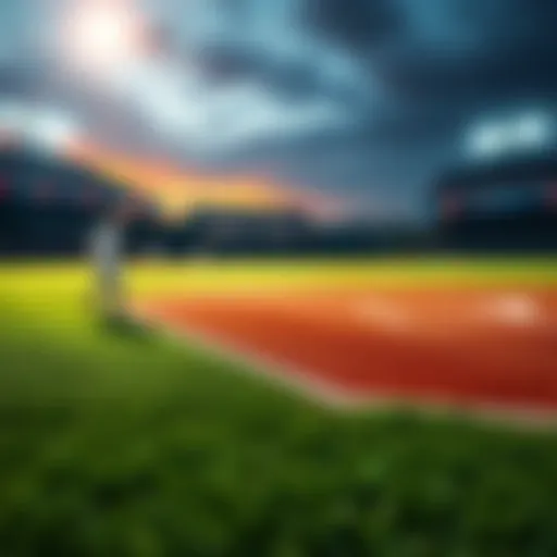 A baseball field with players in action, showcasing excitement and strategy in Major League Baseball betting