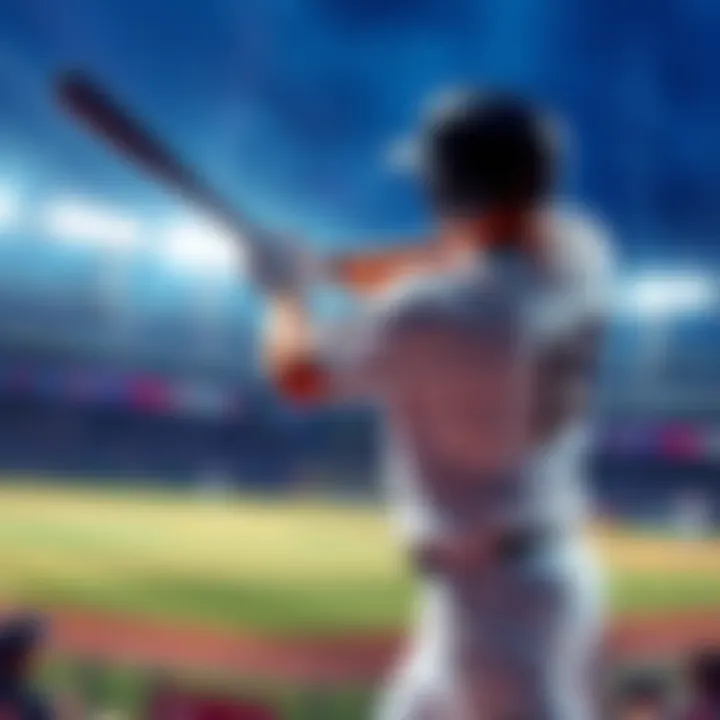 A baseball player swinging a bat with a stadium backdrop, highlighting betting opportunities in MLB.