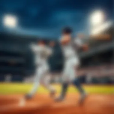 A baseball game scene with players from the Brewers and Rays in action during the World Series, showcasing home runs and intense competition