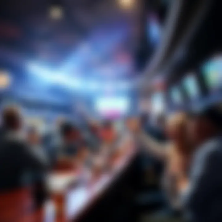 People enjoying MLB betting at a lively sports bar, cheering for their teams and placing bets.