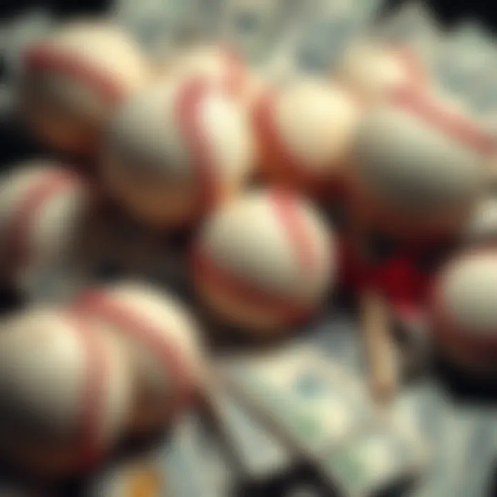 A collage showing baseballs, betting slips, and cash representing MLB moneyline betting opportunities.