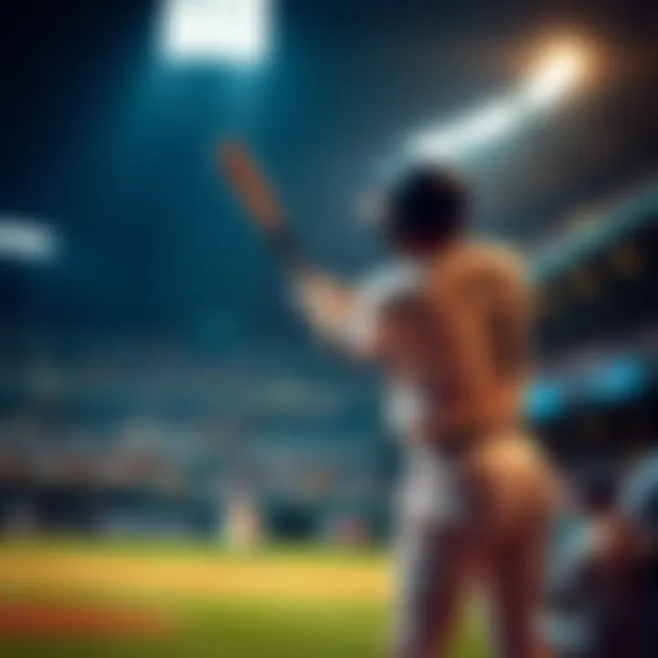 A baseball player swinging a bat, with a stadium filled with fans in the background, showcasing excitement for the upcoming game.