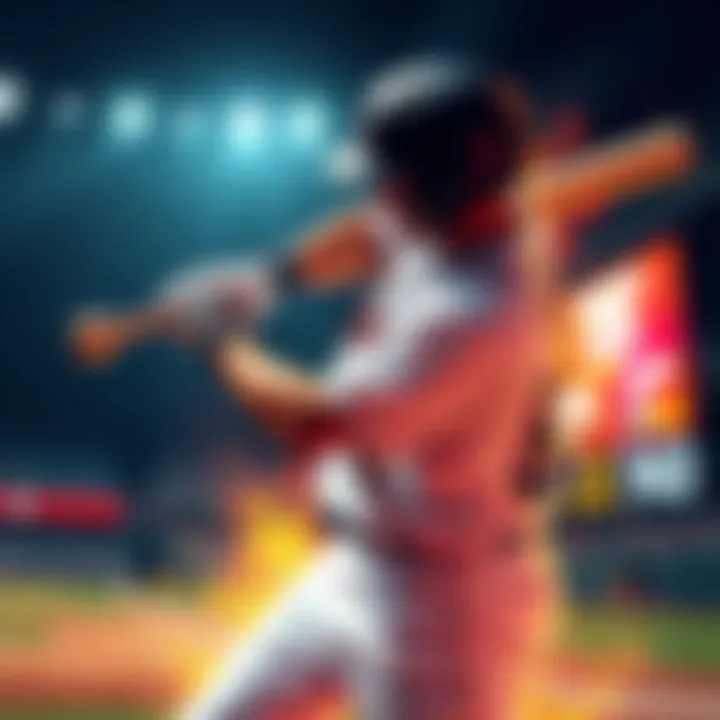 A baseball player swinging a bat, with statistics and odds displayed around them, focusing on home runs and strikeouts.