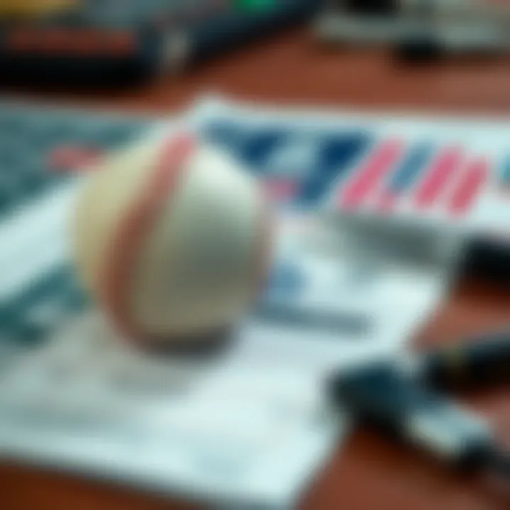 A close-up of a baseball with odds, charts, and a betting slip on a table, symbolizing MLB betting strategies for June 17, 2025