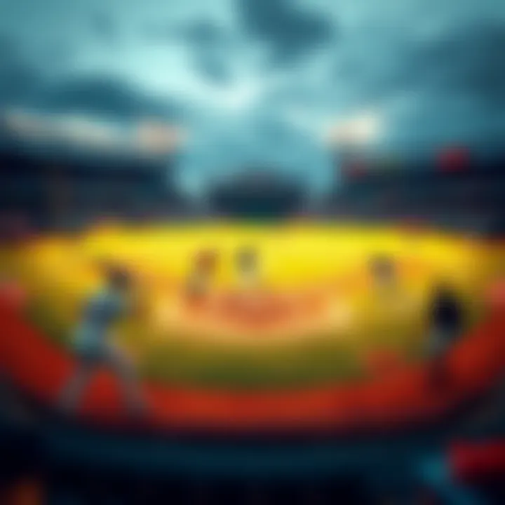 A baseball field with players in action, showing excitement of MLB betting.