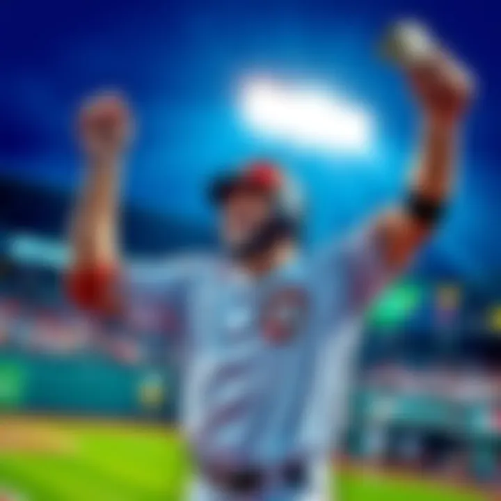A baseball player celebrating a big win with money in hand after a successful bet on DraftKings.