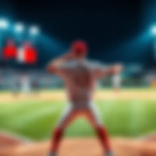 A baseball field with players in action, focusing on a pitcher ready to throw, symbolizing analysis and betting insights.