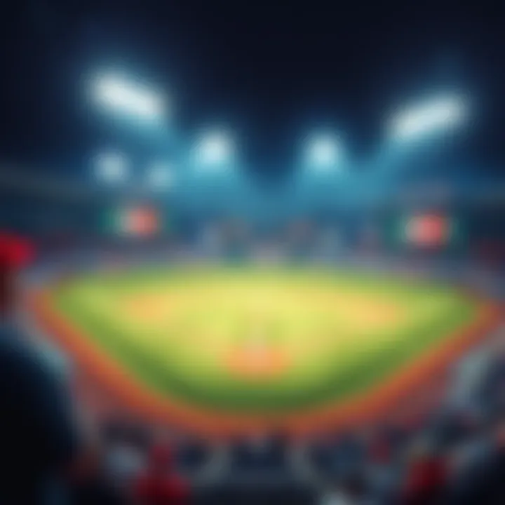 MLB Betting Tips A baseball field with players warming up and fans in the stands, highlighting MLB betting strategies for upcoming games.