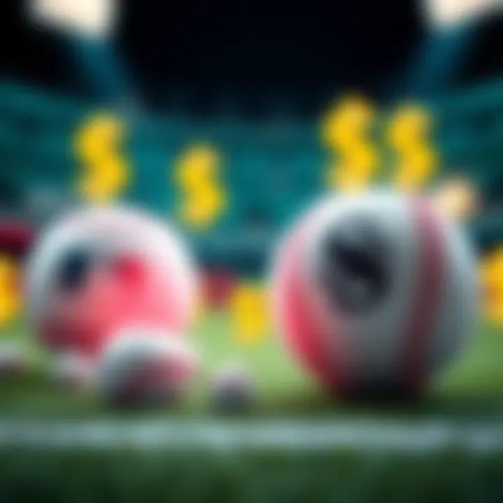 Graphic showing MLB betting tips and statistics with icons of baseballs and dollar signs