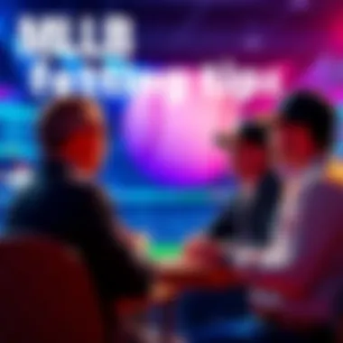 People discussing MLB betting tips with baseball graphics in the background