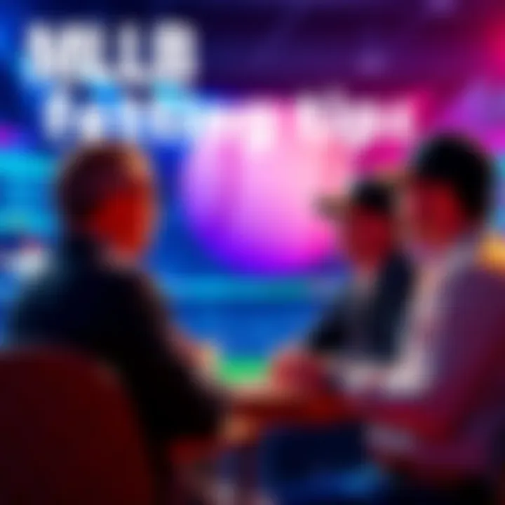 People discussing MLB betting tips with baseball graphics in the background