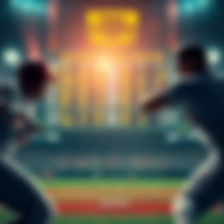 Baseball players in action with a scoreboard showing odds for upcoming games